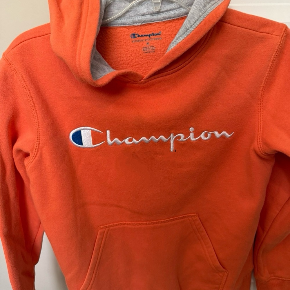 Champion Orange Hoodie with Gray Lining